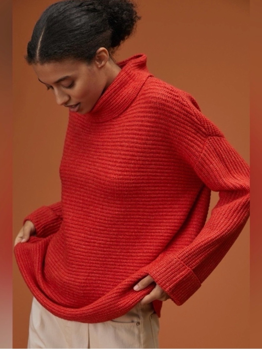 Anthropologie Pilcro Cowl Neck Sweater Red